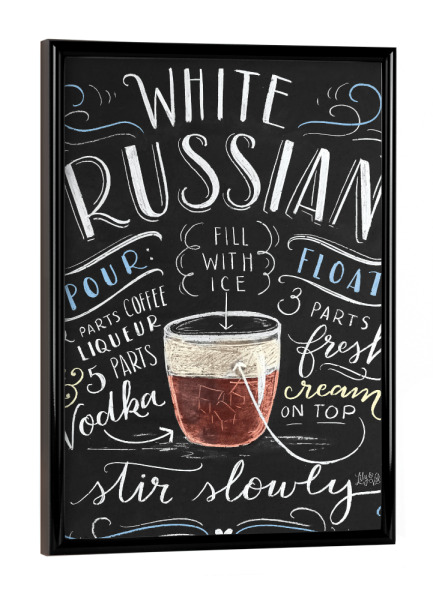 Poster mit schwarzem Rahmen "White Russian 2" artboxONE - Typografie,Essen & Trinken,Essen & Trinken / Alkohol