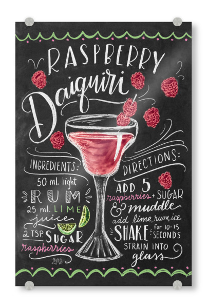 Acrylglasbild "Raspberry Daiquiri" artboxONE - Typografie,Essen & Trinken,Essen & Trinken / Alkohol,Essen & Trinken / Obst & Gemüse