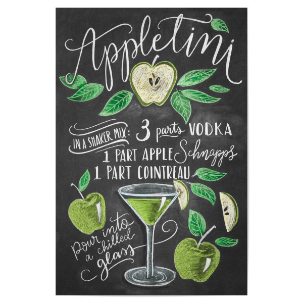 Poster 30x20 cm "Appletini" artboxONE - Typografie,Essen & Trinken,Essen & Trinken / Alkohol,Essen & Trinken / Obst & Gemüse
