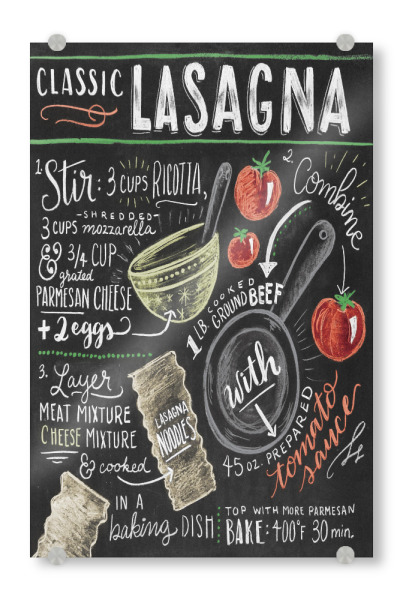 Acrylglasbild "Classic Lasagna" artboxONE - Typografie,Essen & Trinken