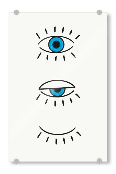 Acrylglasbild "Summer Evil Eyes" artboxONE - Abstrakt - Evil eye,Greece,Blue,White,Black,Summer,Draw,Illustration