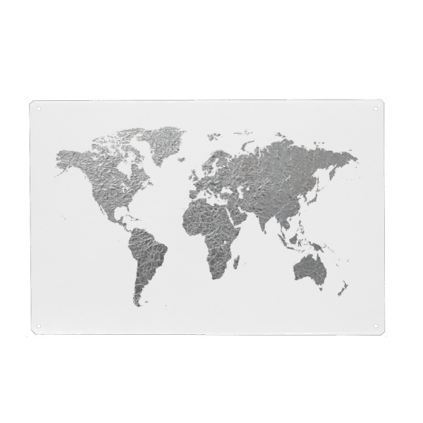 Holzbild "World Map Silver Foil" artboxONE - Reise,Schwarzweiß,Kartografie