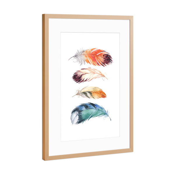 Poster mit Rahmen Kupfer "Feathers 2" artboxONE - Natur,Für Kinder