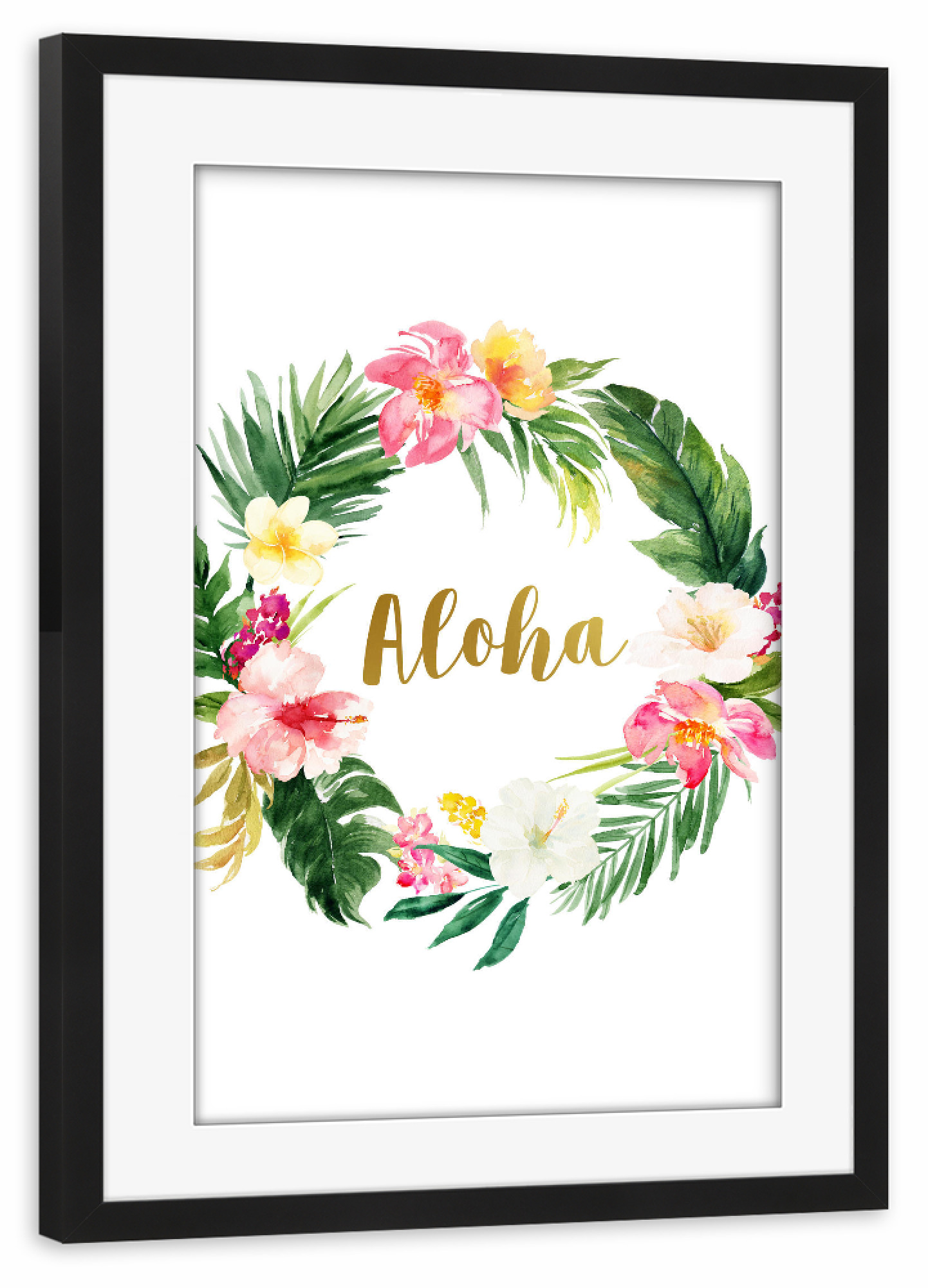 Poster mit Rahmen schwarz "Aloha 5" artboxONE - Typografie,Natur,Floral,Reise / Strand und Meer