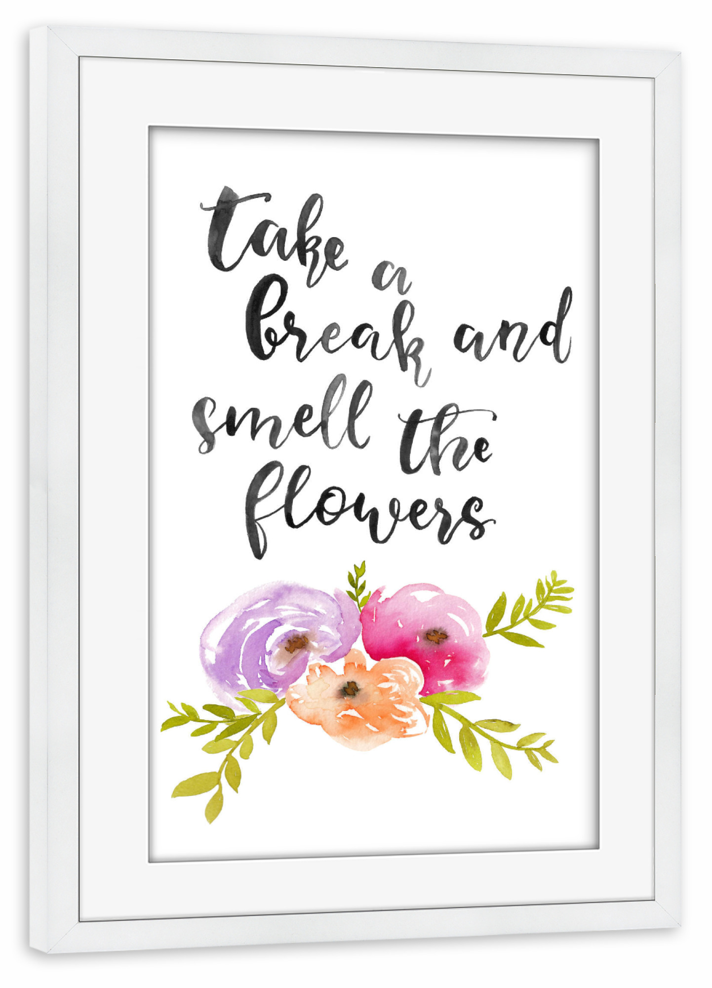 Poster mit Rahmen weiß "Take A Break" artboxONE - Typografie,Natur,Floral