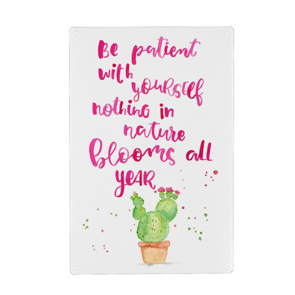 Holzbild "Be Patient" artboxONE - Typografie,Natur,Floral,Sport / Motivation