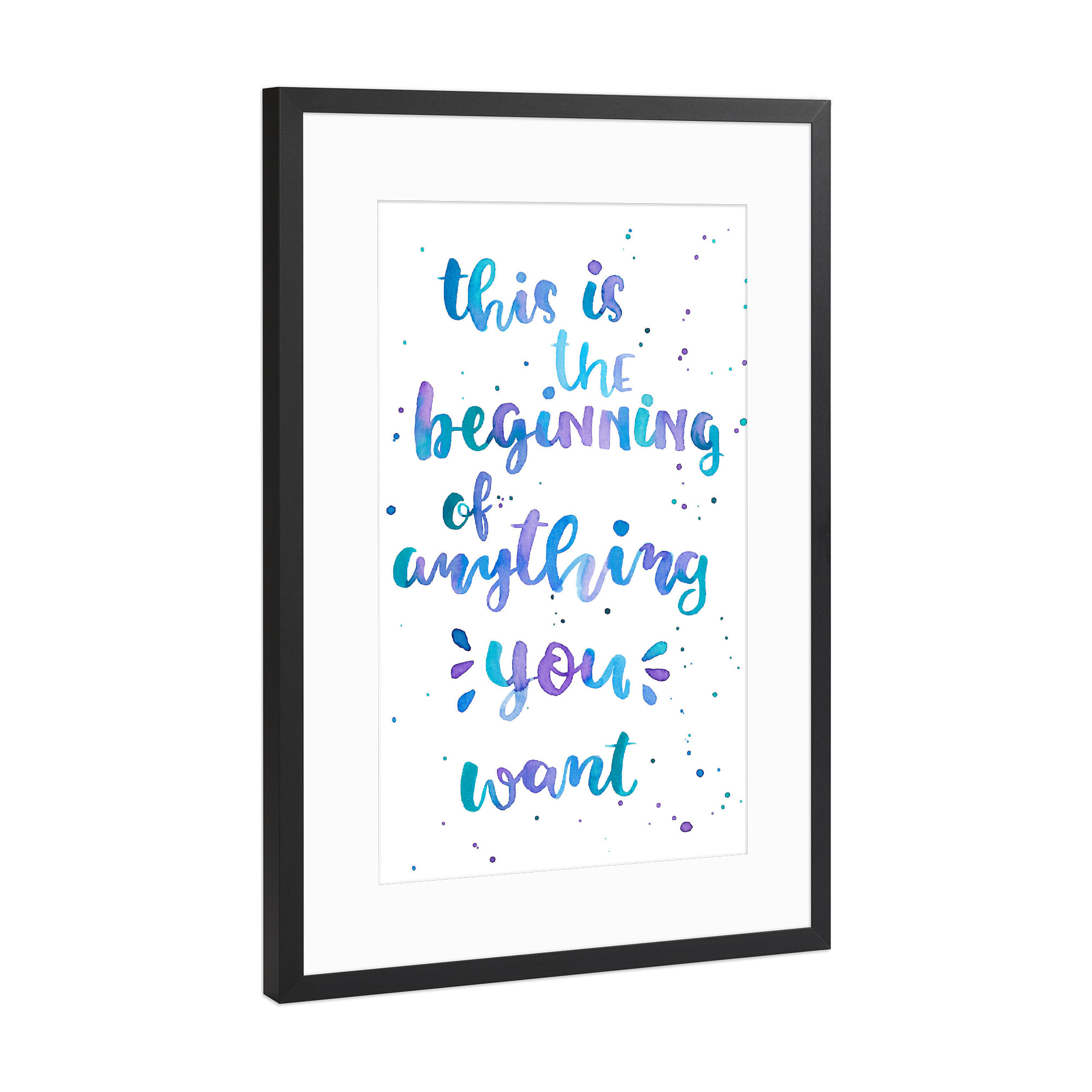 Poster mit Rahmen Schwarz (Metallic) "The Beginning" artboxONE - Typografie,Sport / Motivation