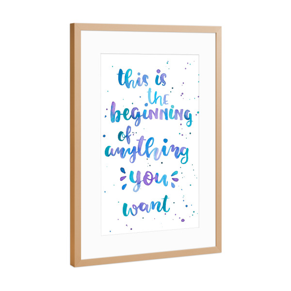 Poster mit Rahmen Kupfer "The Beginning" artboxONE - Typografie,Sport / Motivation