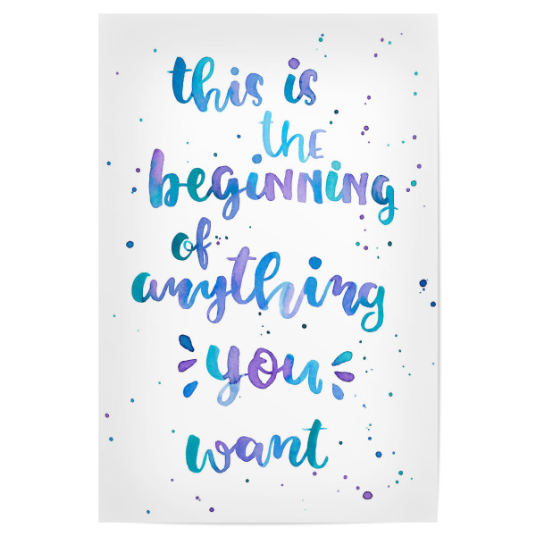 Poster 30x20 cm "The Beginning" artboxONE - Typografie,Sport / Motivation