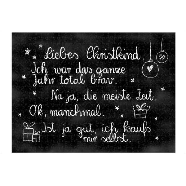 artboxONE Puzzle "Liebes Christkind" artboxONE - Typografie,Schwarzweiß,Weihnachten