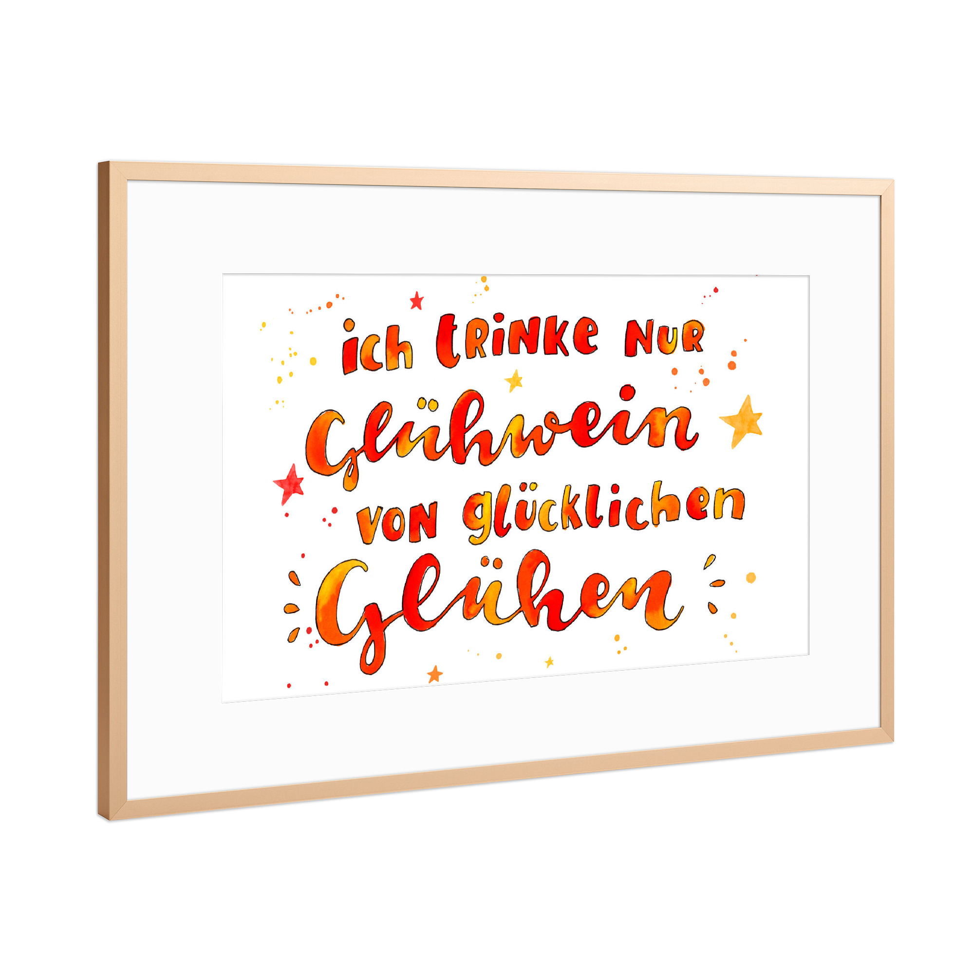 Poster mit Rahmen Kupfer "Trinken in der Weihnachtszeit" artboxONE - Typografie,Essen & Trinken,Weihnachten,Essen & Trinken / Alkohol