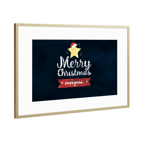 Poster mit Rahmen Gold "Merry Christmas 4" artboxONE - Typografie,Für Kinder,Weihnachten