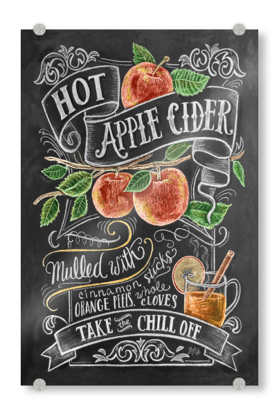 Acrylglasbild "Hot Apple Cider" artboxONE - Typografie,Essen & Trinken,Essen & Trinken / Alkohol,Essen & Trinken / Obst & Gemüse