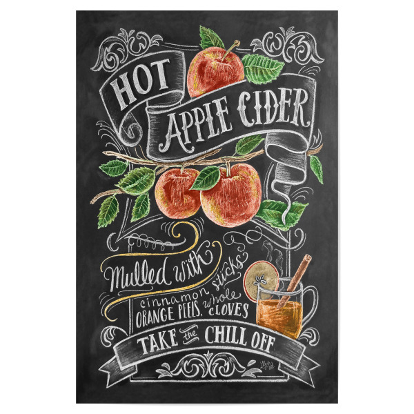 Poster 30x20 cm "Hot Apple Cider" artboxONE - Typografie,Essen & Trinken,Essen & Trinken / Alkohol,Essen & Trinken / Obst & Gemüse