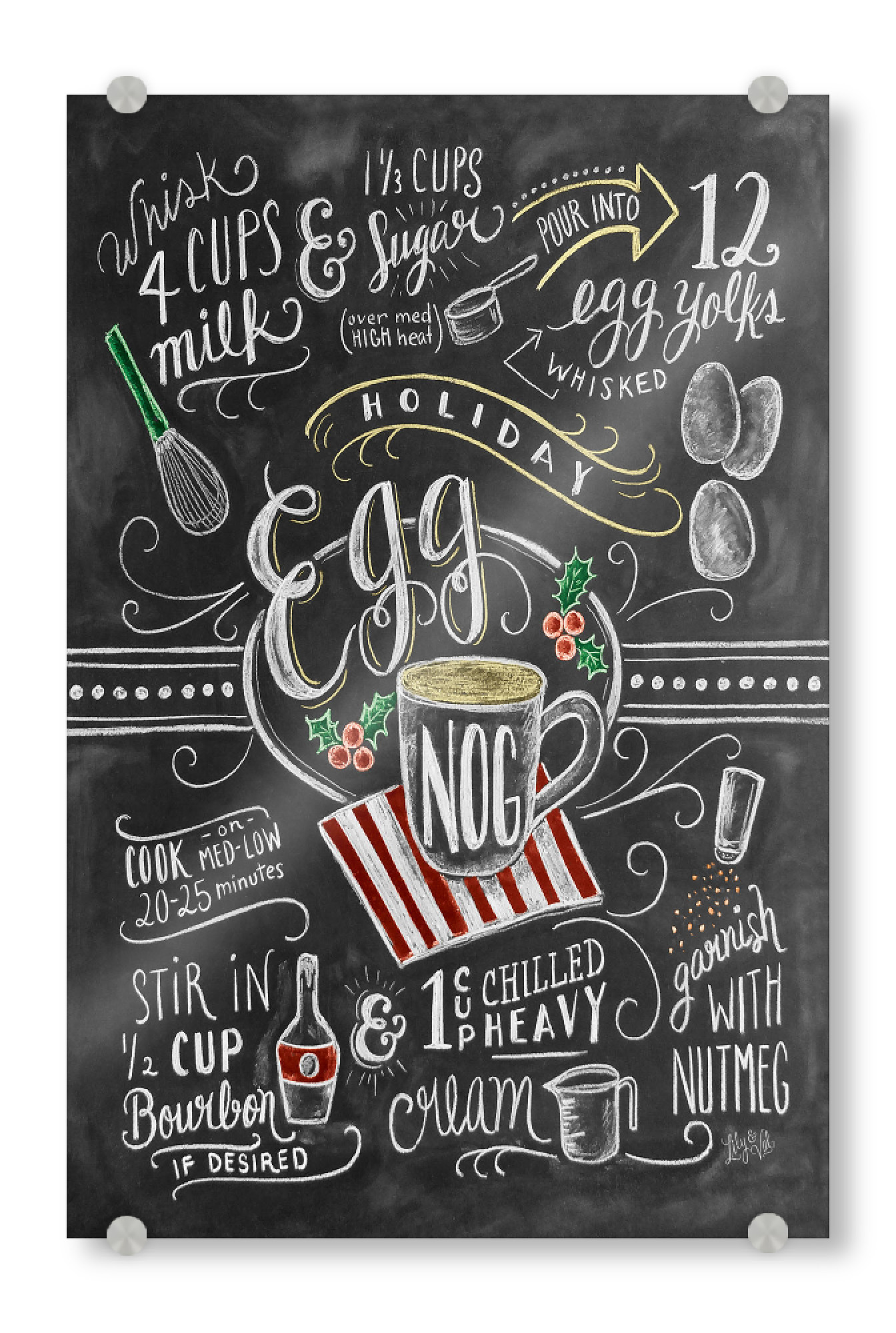 Acrylglasbild "Egg Nog" artboxONE - Typografie,Essen & Trinken,Weihnachten,Essen & Trinken / Alkohol