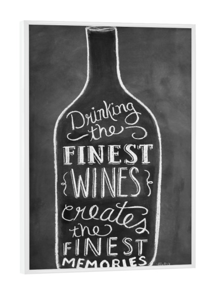 Poster mit weißem Rahmen "Finest Wine" artboxONE - Typografie,Essen & Trinken,Schwarzweiß,Essen & Trinken / Alkohol