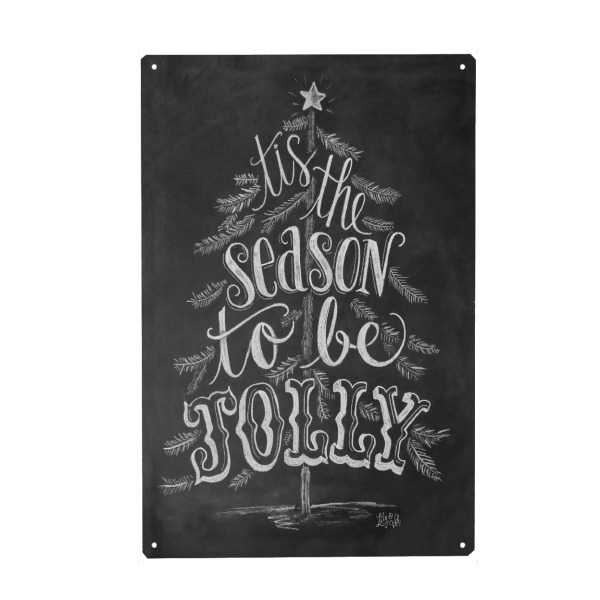 Metall Poster "To be jolly" artboxONE - Typografie,Schwarzweiß,Weihnachten