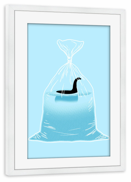 Poster mit Rahmen weiß "Loch Ness Golden Fish" artboxONE - Für Kinder,Comic