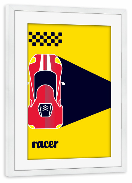 Poster mit Rahmen weiß "Racer 02" artboxONE - Sport / Motorsport,Automobile,Sport,Männer