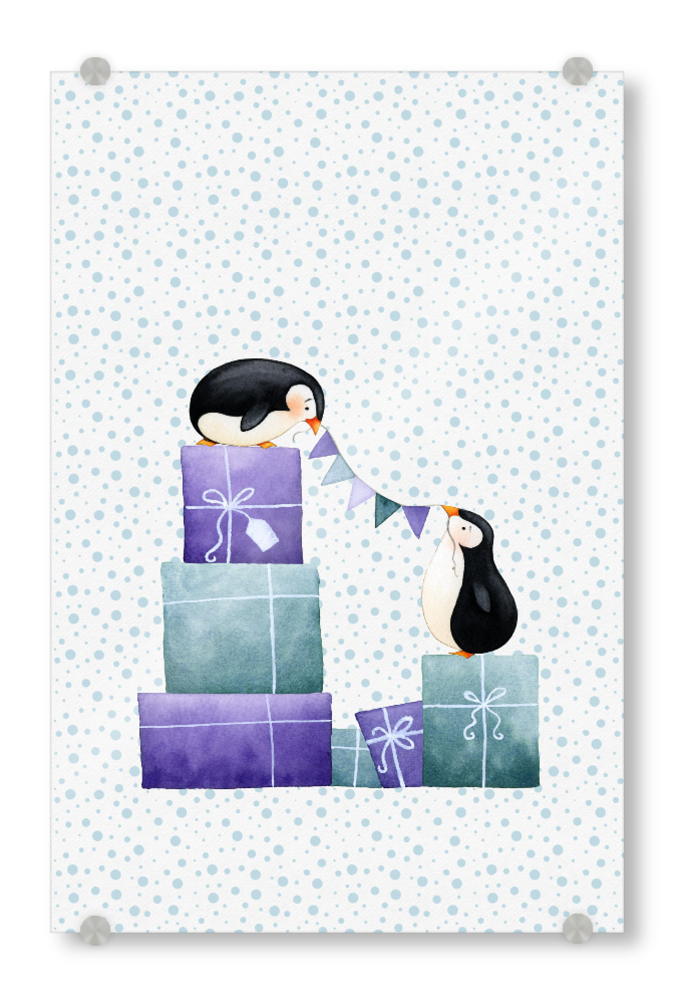 Acrylglasbild "Penguins with Presents" artboxONE - Für Kinder,Tiere,Weihnachten