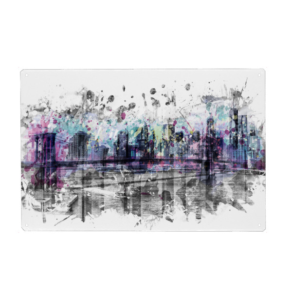 Holzbild "Modern Art NEW YORK CITY Skyline" artboxONE - Städte,Städte / New York,Reise,Abstrakt,Architektur,Reise / Länder