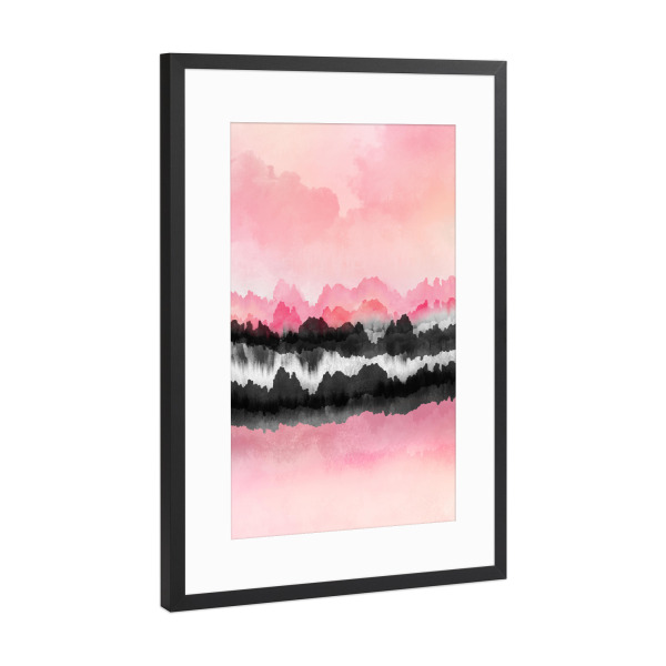 Poster mit Rahmen Schwarz (Metallic) "Pink Mountains" artboxONE - Abstrakt - Abstract,Clouds,Pink,Feminine,Landscape