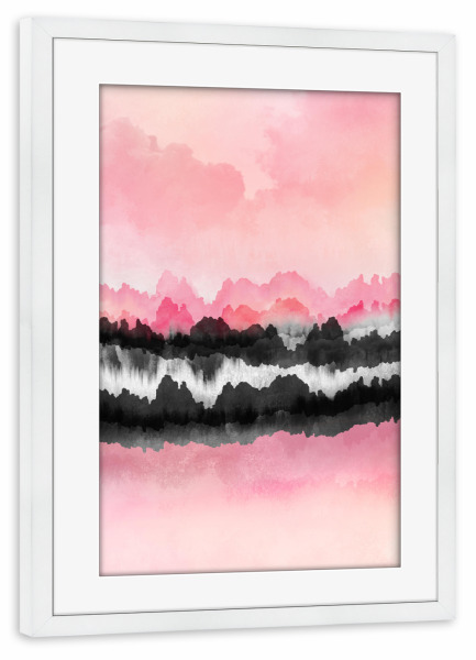 Poster mit Rahmen weiß "Pink Mountains" artboxONE - Abstrakt - Abstract,Clouds,Pink,Feminine,Landscape