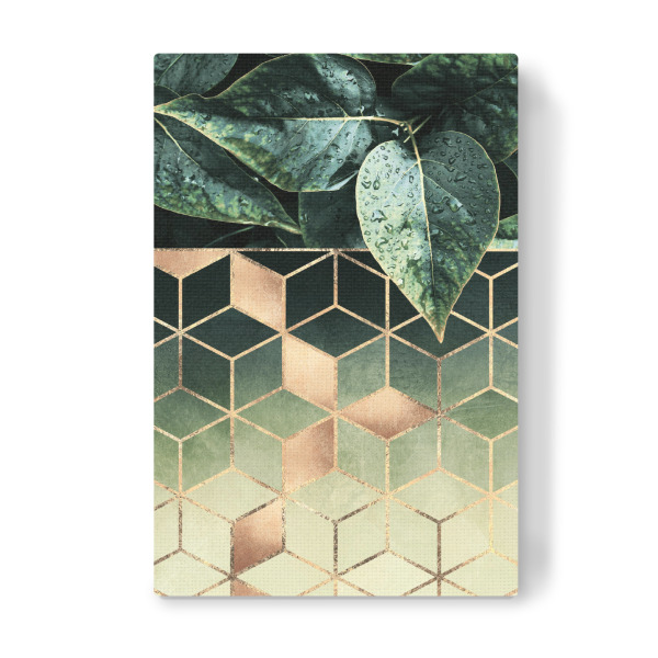 Leinwandbild "Leaves And Cubes 2" artboxONE - Natur,Abstrakt,Geometrie