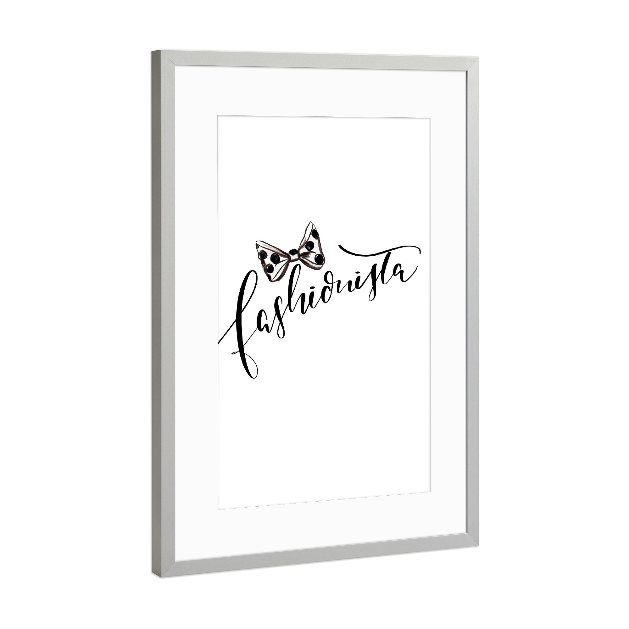 Poster mit Rahmen Silber "Fashionista" artboxONE - Typografie,Schwarzweiß,Fashion,Für Mama