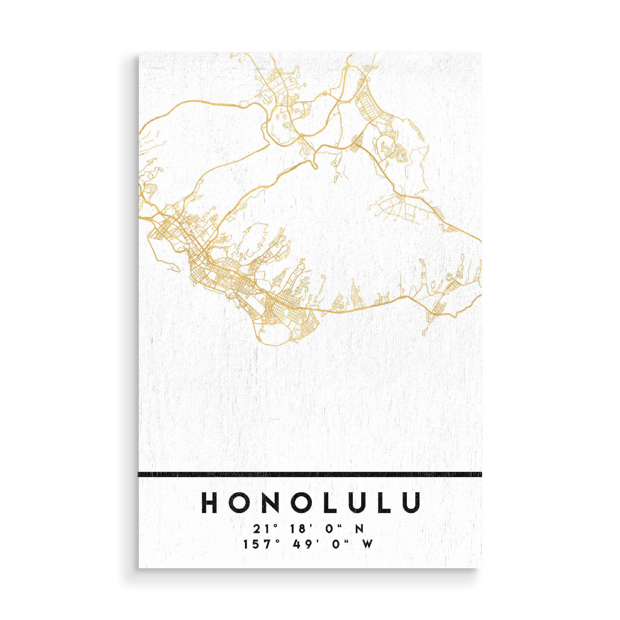 Holzbild "HONOLULU HAWAII STREET MAP ART" artboxONE - Städte,Reise,Kartografie