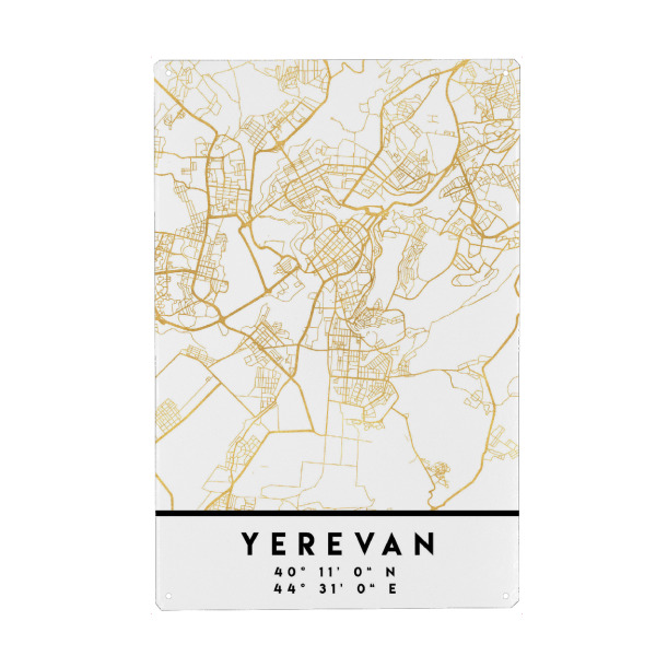 Metall Poster "YEREVAN ARMENIA STREET MAP ART" artboxONE - Städte,Reise,Kartografie