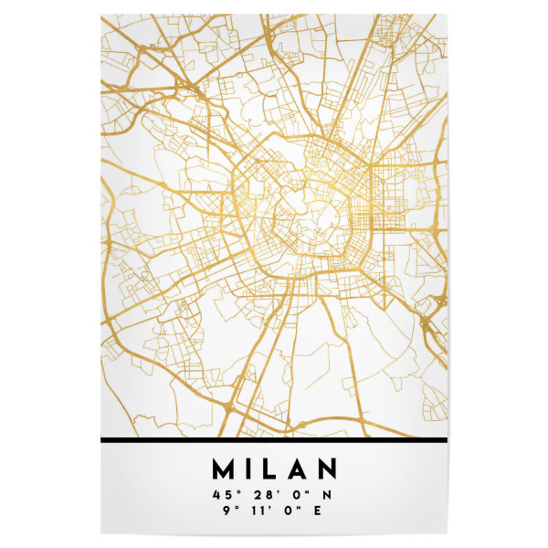 Poster "MILAN ITALY STREET MAP ART" artboxONE - Städte,Reise,Städte / Mailand,Kartografie