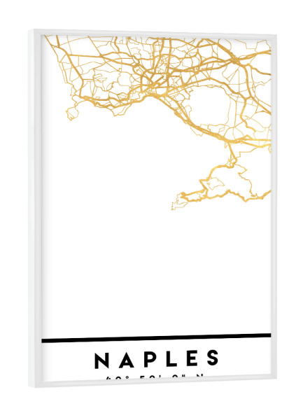 Poster mit weißem Rahmen "NAPLES ITALY STREET MAP ART" artboxONE - Städte,Reise,Kartografie