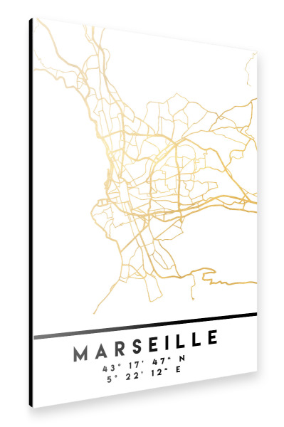 Alu-Dibond "MARSEILLE FRANCE STREET MAP ART" 30x20 cm artboxONE