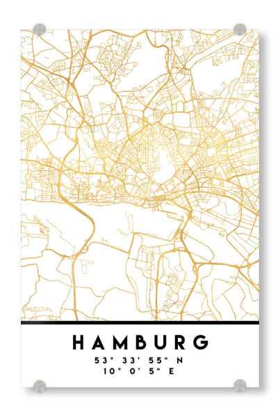 Acrylglasbild "HAMBURG GERMANY STREET MAP ART" artboxONE - Städte,Städte / Hamburg,Reise,Kartografie