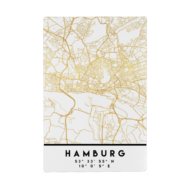Holzbild "HAMBURG GERMANY STREET MAP ART" artboxONE - Städte,Städte / Hamburg,Reise,Kartografie