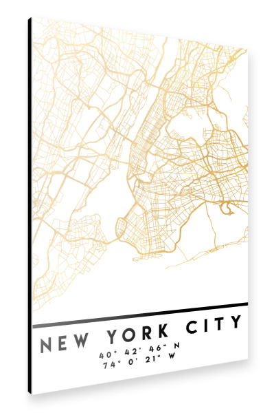 Alu-Dibond "NEW YORK CITY STREET MAP ART" 30x20 cm artboxONE