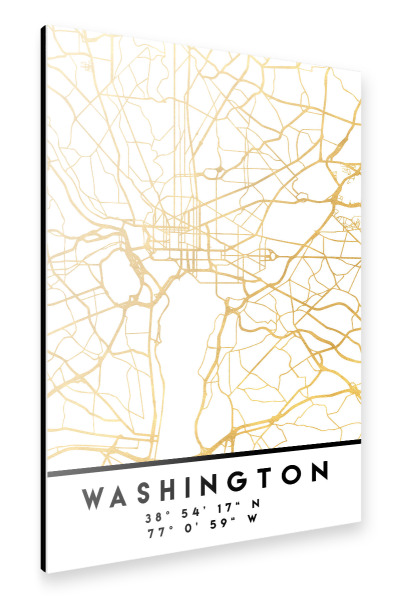 Alu-Dibond "WASHINGTON STREET MAP ART" 30x20 cm artboxONE