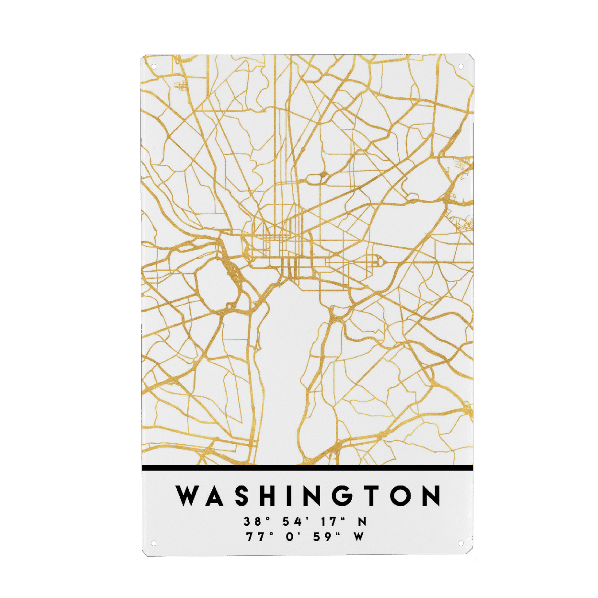 Metall Poster "WASHINGTON STREET MAP ART" artboxONE - Städte,Reise,Städte / Washington,Kartografie