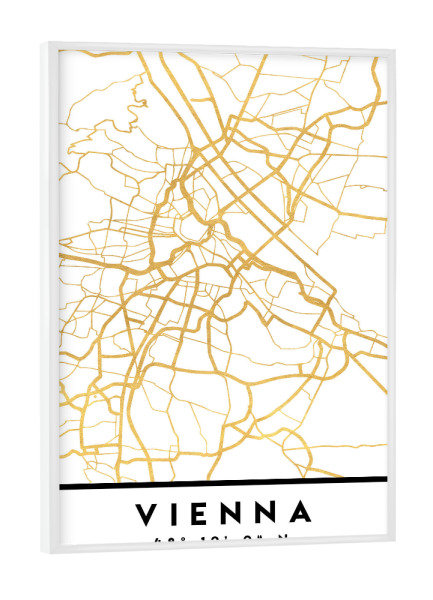 Poster mit weißem Rahmen "VIENNA AUSTRIA STREET MAP ART" artboxONE - Städte,Reise,Städte / Wien,Kartografie