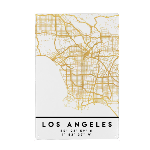 Holzbild "LOS ANGELES STREET MAP ART" artboxONE - Städte,Reise,Städte / Los Angeles,Kartografie