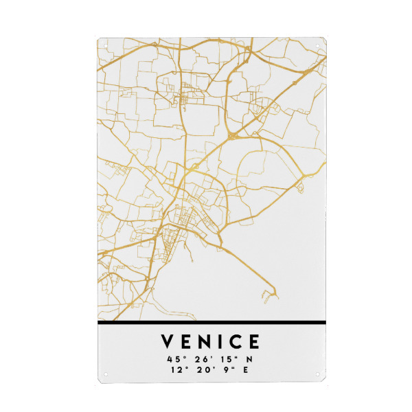 Holzbild "VENICE ITALY STREET MAP ART" artboxONE - Städte,Reise,Städte / Venedig,Kartografie