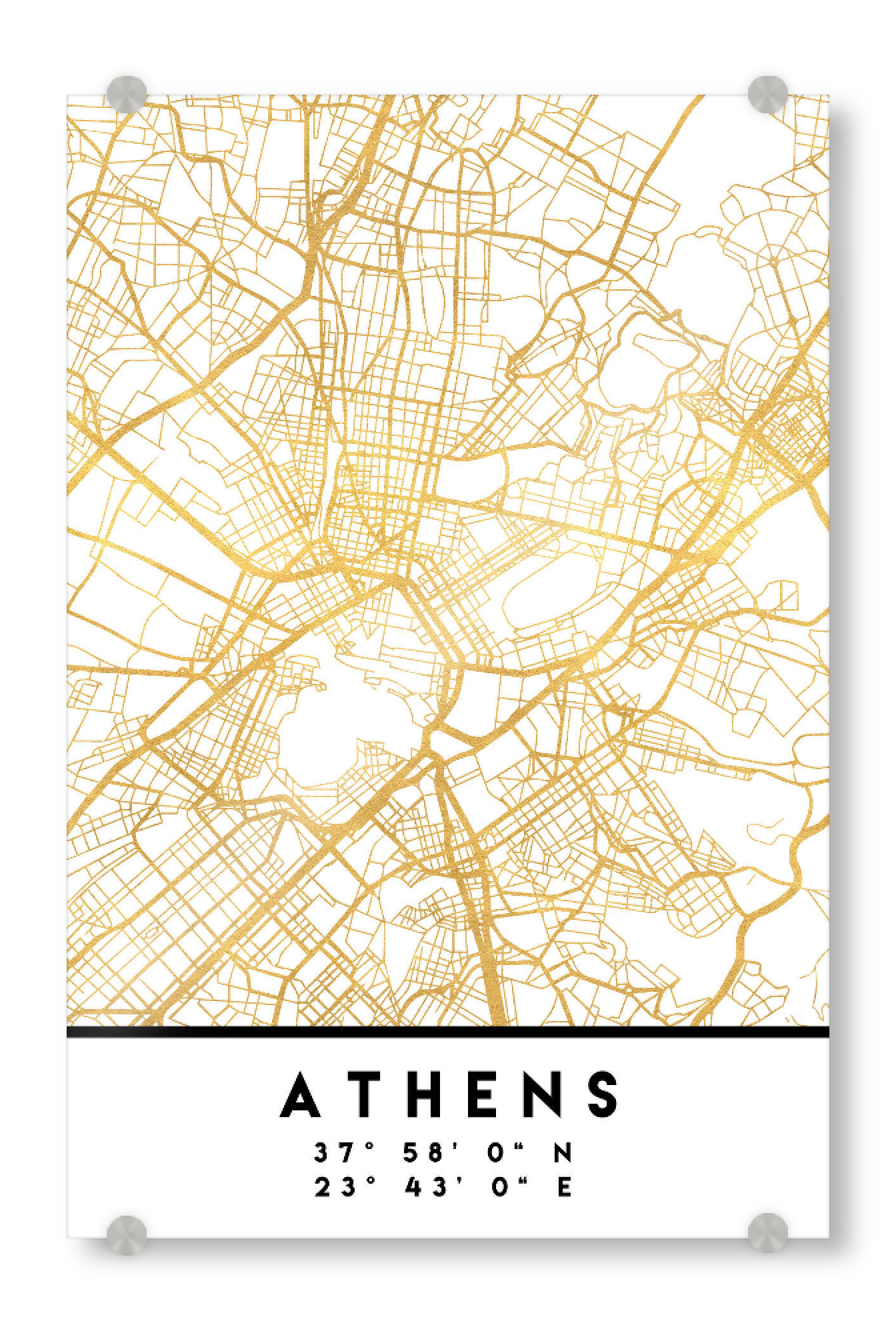 Acrylglasbild "ATHENS GREECE STREET MAP ART" artboxONE - Städte,Reise,Kartografie