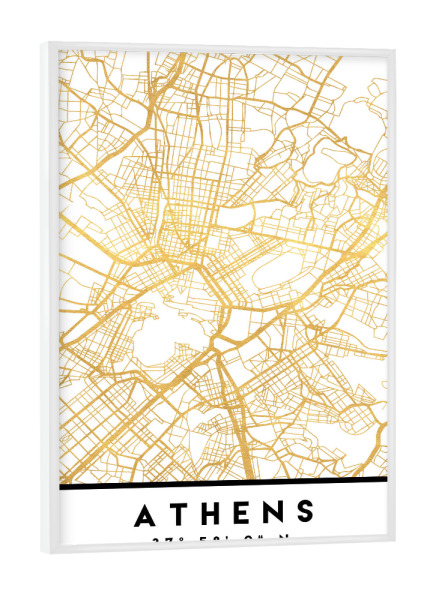 Poster mit weißem Rahmen "ATHENS GREECE STREET MAP ART" artboxONE - Städte,Reise,Kartografie
