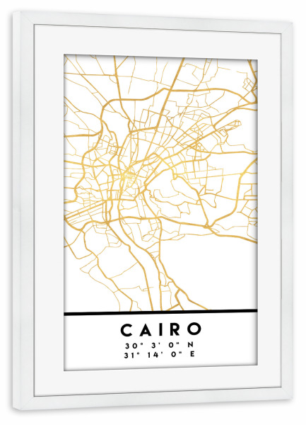 Poster mit Rahmen weiß "CAIRO EGYPT STREET MAP ART" artboxONE - Städte,Reise,Kartografie