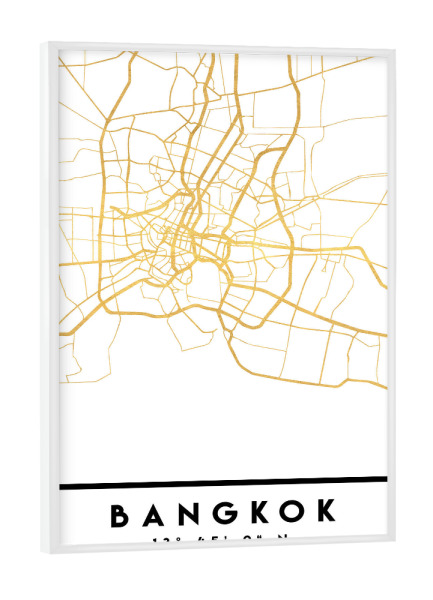 Poster mit weißem Rahmen "BANGKOK THAILAND STREET MAP ART" artboxONE - Städte,Reise,Kartografie