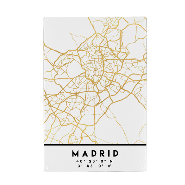 Holzbild "MADRID SPAIN STREET MAP ART" artboxONE - Städte,Reise,Kartografie
