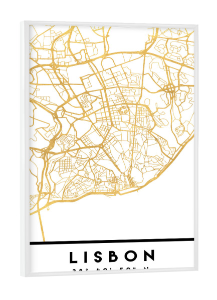 Poster mit weißem Rahmen "LISBON PORTUGAL STREET MAP ART" artboxONE - Städte,Reise,Kartografie