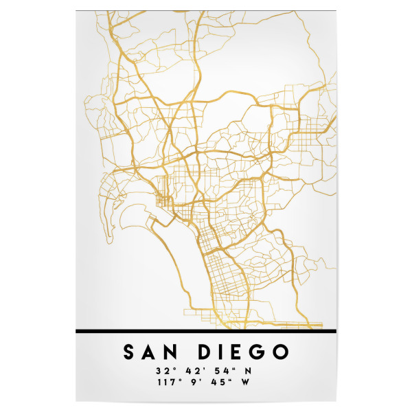 Poster 30x20 cm "SAN DIEGO CALIFORNIA CITY MAP ART" artboxONE - Städte,Reise,Kartografie