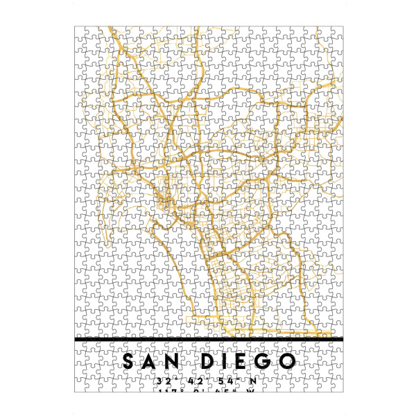 Puzzle Ravensburger "SAN DIEGO CALIFORNIA CITY MAP ART" artboxONE - Städte,Reise,Kartografie